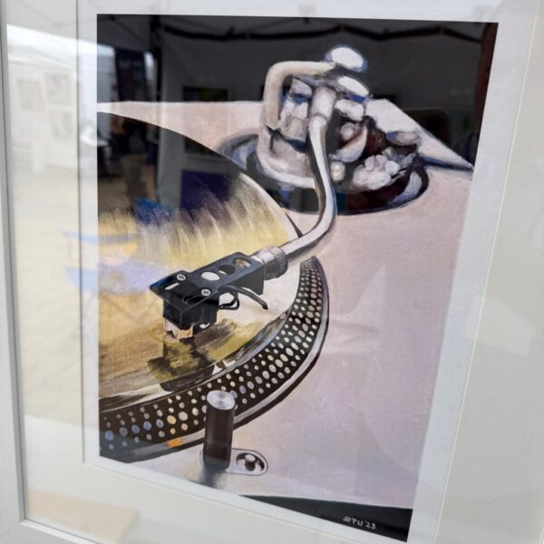 Drop the Needle in white frame